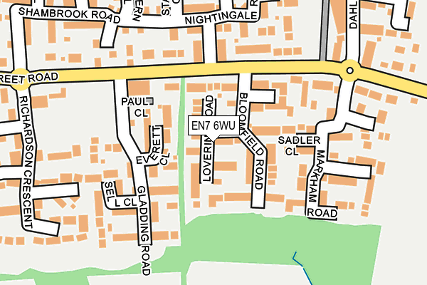 EN7 6WU map - OS OpenMap – Local (Ordnance Survey)