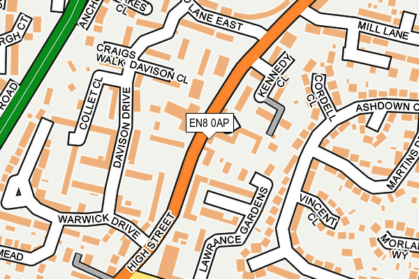 EN8 0AP map - OS OpenMap – Local (Ordnance Survey)