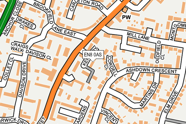 EN8 0AS map - OS OpenMap – Local (Ordnance Survey)