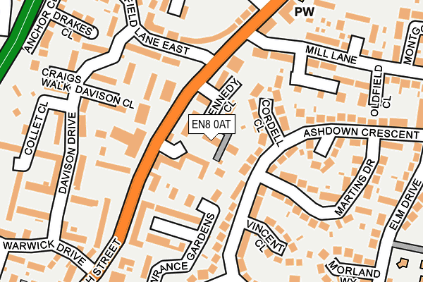 EN8 0AT map - OS OpenMap – Local (Ordnance Survey)