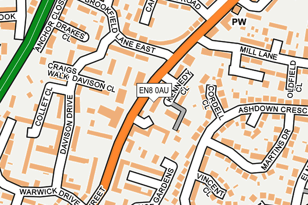 EN8 0AU map - OS OpenMap – Local (Ordnance Survey)