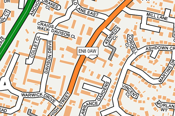 EN8 0AW map - OS OpenMap – Local (Ordnance Survey)