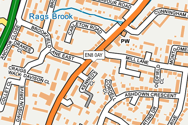 EN8 0AY map - OS OpenMap – Local (Ordnance Survey)