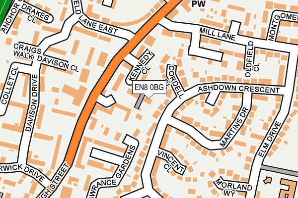 EN8 0BG map - OS OpenMap – Local (Ordnance Survey)