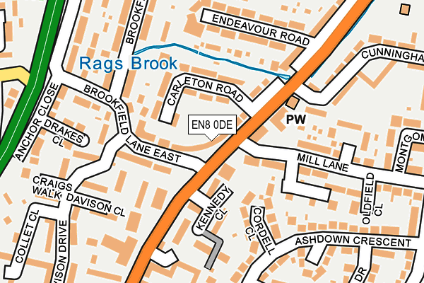 EN8 0DE map - OS OpenMap – Local (Ordnance Survey)