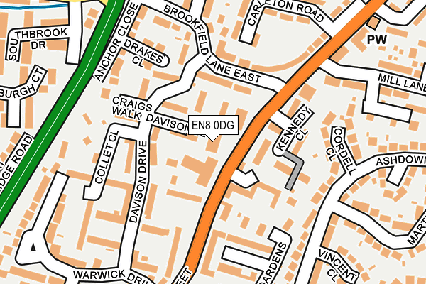 EN8 0DG map - OS OpenMap – Local (Ordnance Survey)