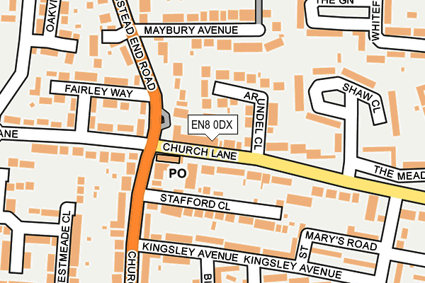 EN8 0DX map - OS OpenMap – Local (Ordnance Survey)