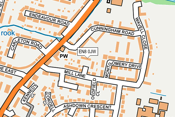 EN8 0JW map - OS OpenMap – Local (Ordnance Survey)