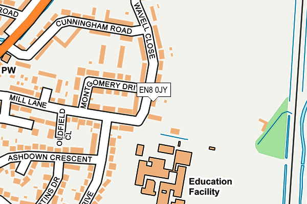 EN8 0JY map - OS OpenMap – Local (Ordnance Survey)