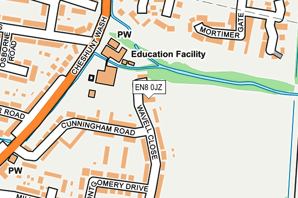 EN8 0JZ map - OS OpenMap – Local (Ordnance Survey)
