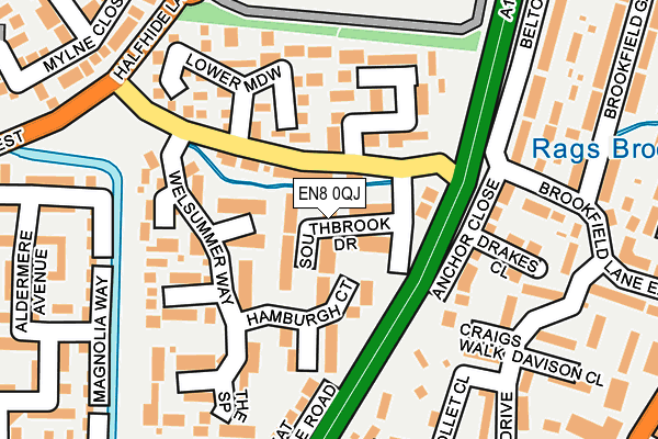 EN8 0QJ map - OS OpenMap – Local (Ordnance Survey)