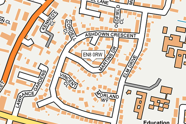 EN8 0RW map - OS OpenMap – Local (Ordnance Survey)