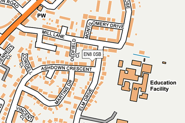 EN8 0SB map - OS OpenMap – Local (Ordnance Survey)