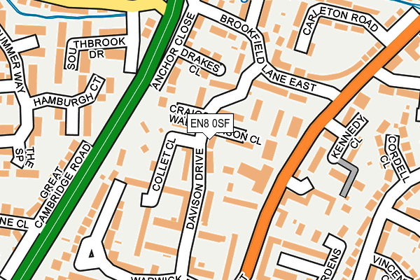 EN8 0SF map - OS OpenMap – Local (Ordnance Survey)