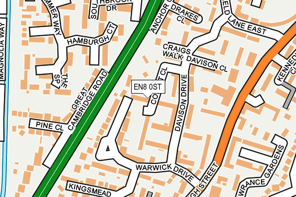 EN8 0ST map - OS OpenMap – Local (Ordnance Survey)