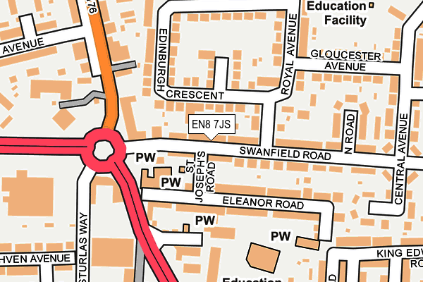 EN8 7JS map - OS OpenMap – Local (Ordnance Survey)