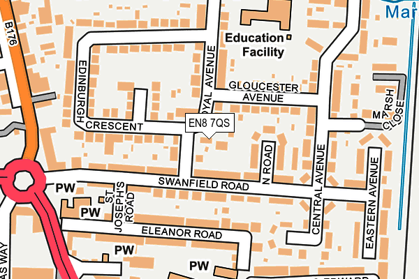 EN8 7QS map - OS OpenMap – Local (Ordnance Survey)