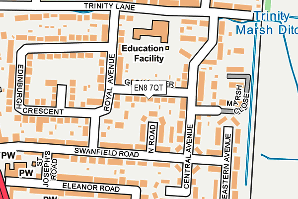 EN8 7QT map - OS OpenMap – Local (Ordnance Survey)