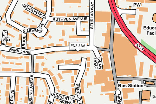 EN8 8AA map - OS OpenMap – Local (Ordnance Survey)