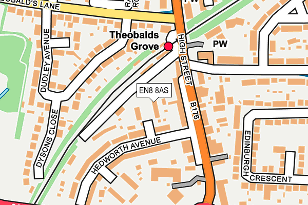 EN8 8AS map - OS OpenMap – Local (Ordnance Survey)