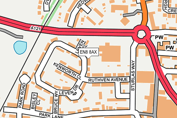 EN8 8AX map - OS OpenMap – Local (Ordnance Survey)