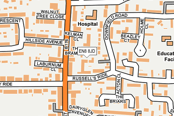 EN8 8JD map - OS OpenMap – Local (Ordnance Survey)