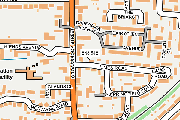 EN8 8JE map - OS OpenMap – Local (Ordnance Survey)