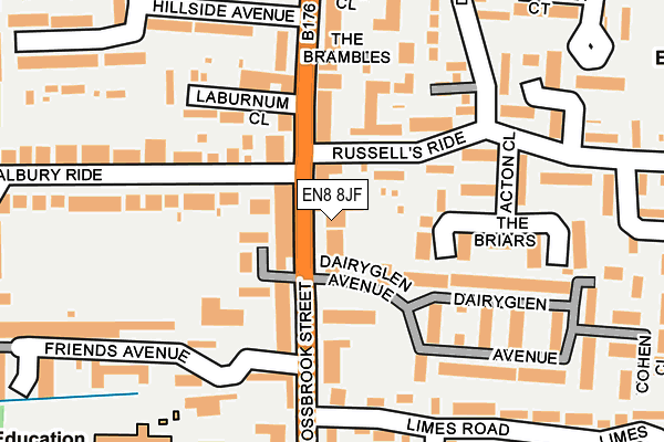 EN8 8JF map - OS OpenMap – Local (Ordnance Survey)