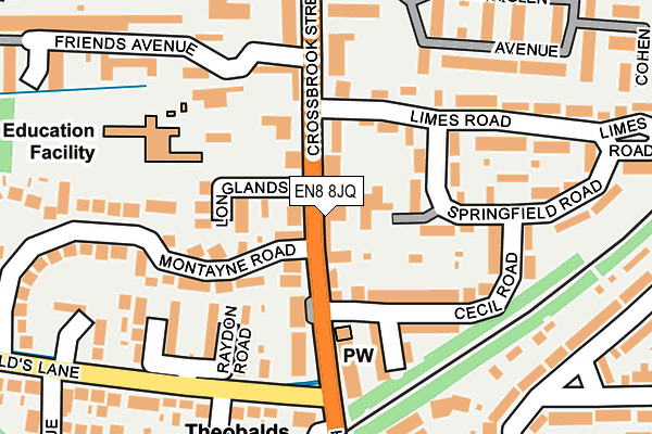 EN8 8JQ map - OS OpenMap – Local (Ordnance Survey)