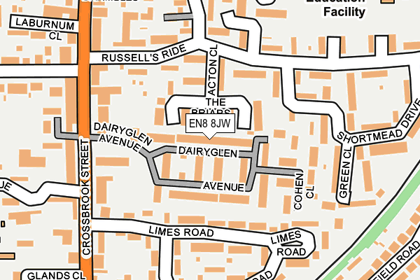 EN8 8JW map - OS OpenMap – Local (Ordnance Survey)