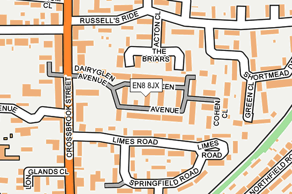 EN8 8JX map - OS OpenMap – Local (Ordnance Survey)