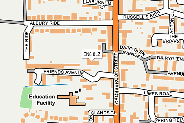 EN8 8LZ map - OS OpenMap – Local (Ordnance Survey)