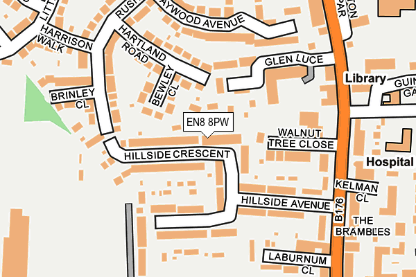 EN8 8PW map - OS OpenMap – Local (Ordnance Survey)