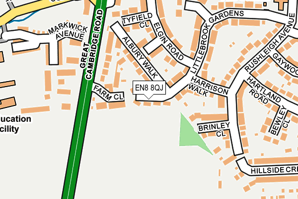 EN8 8QJ map - OS OpenMap – Local (Ordnance Survey)