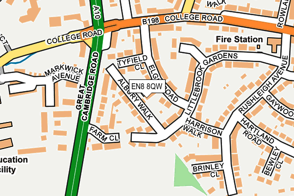 EN8 8QW map - OS OpenMap – Local (Ordnance Survey)