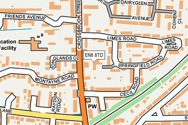 EN8 8TD map - OS OpenMap – Local (Ordnance Survey)