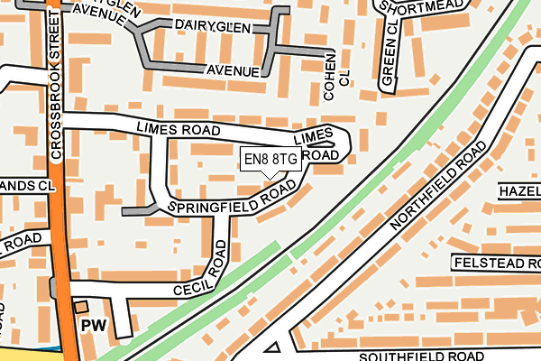 EN8 8TG map - OS OpenMap – Local (Ordnance Survey)