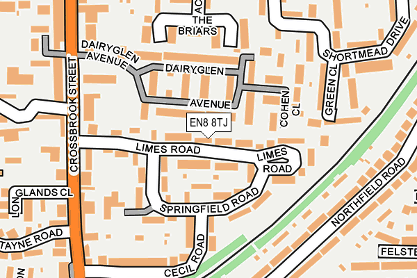 EN8 8TJ map - OS OpenMap – Local (Ordnance Survey)