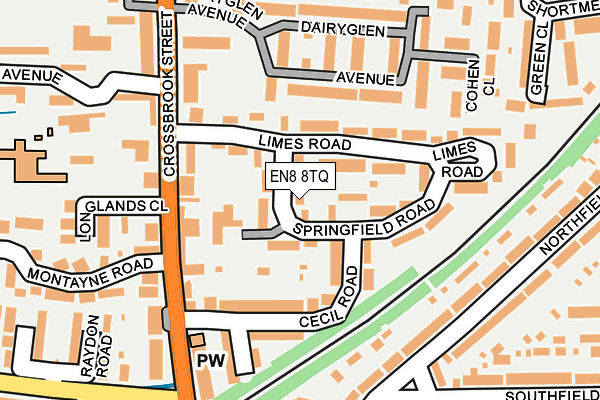 EN8 8TQ map - OS OpenMap – Local (Ordnance Survey)