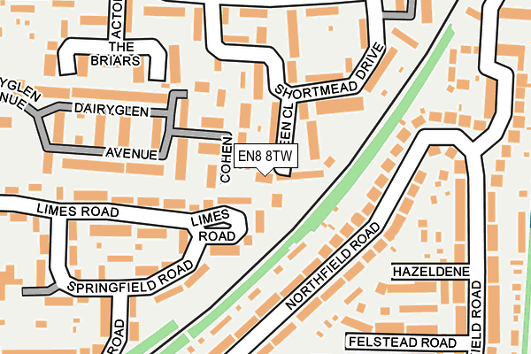 EN8 8TW map - OS OpenMap – Local (Ordnance Survey)