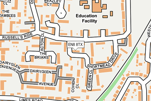 EN8 8TX map - OS OpenMap – Local (Ordnance Survey)