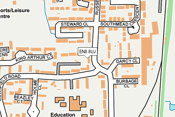 EN8 8UJ map - OS OpenMap – Local (Ordnance Survey)
