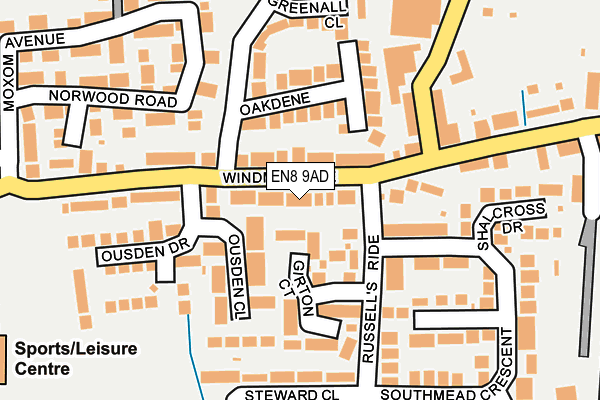 EN8 9AD map - OS OpenMap – Local (Ordnance Survey)