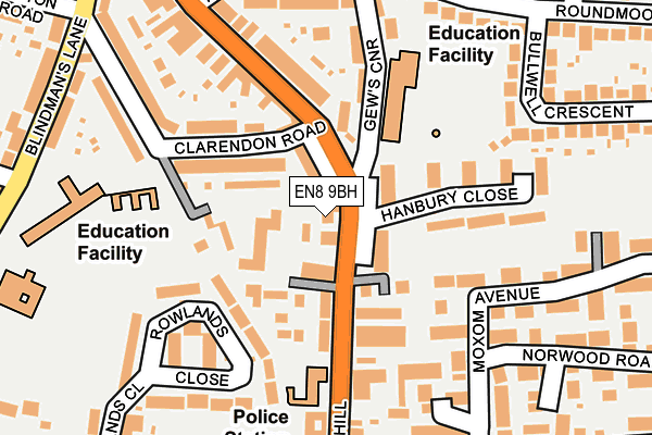 EN8 9BH map - OS OpenMap – Local (Ordnance Survey)