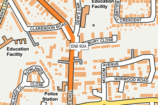 EN8 9DA map - OS OpenMap – Local (Ordnance Survey)
