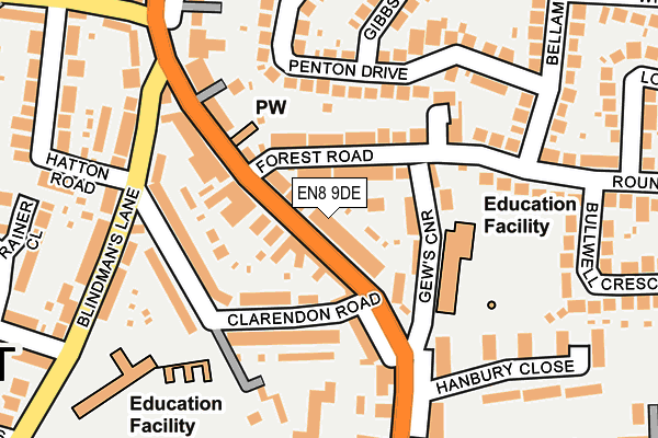 EN8 9DE map - OS OpenMap – Local (Ordnance Survey)