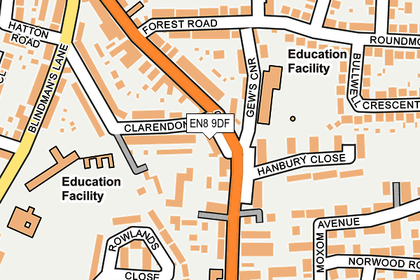 EN8 9DF map - OS OpenMap – Local (Ordnance Survey)