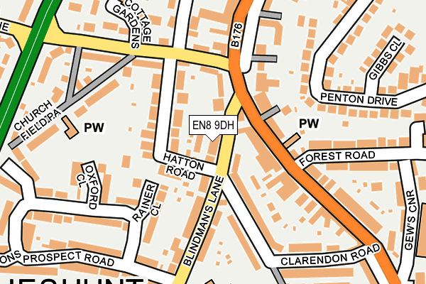 EN8 9DH map - OS OpenMap – Local (Ordnance Survey)