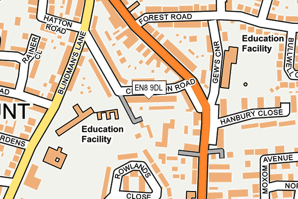 EN8 9DL map - OS OpenMap – Local (Ordnance Survey)