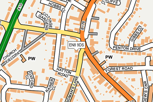 EN8 9DS map - OS OpenMap – Local (Ordnance Survey)